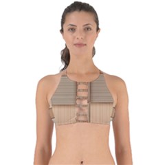 Wooden Wickerwork Texture Square Pattern Perfectly Cut Out Bikini Top