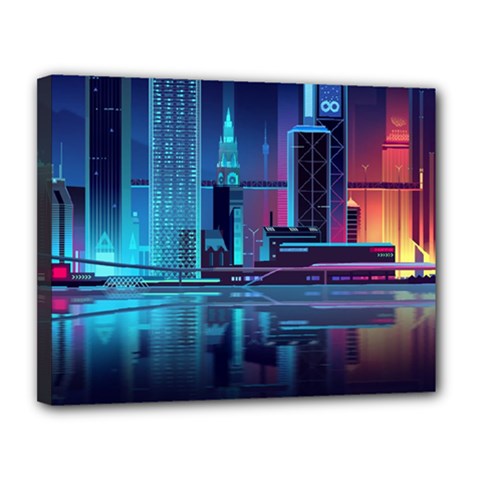 Digital Art Artwork Illustration Vector Buiding City Canvas 14  x 11  (Stretched)