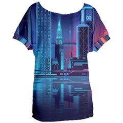 Digital Art Artwork Illustration Vector Buiding City Women s Oversized T-Shirt