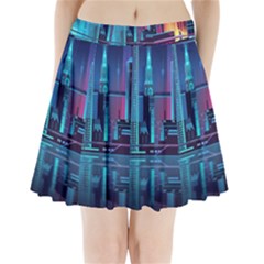 Digital Art Artwork Illustration Vector Buiding City Pleated Mini Skirt by Maspions