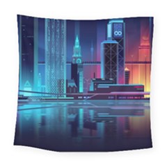 Digital Art Artwork Illustration Vector Buiding City Square Tapestry (Large)