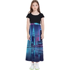 Digital Art Artwork Illustration Vector Buiding City Kids  Flared Maxi Skirt