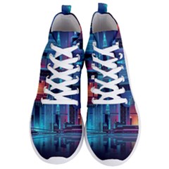 Digital Art Artwork Illustration Vector Buiding City Men s Lightweight High Top Sneakers