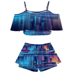 Digital Art Artwork Illustration Vector Buiding City Kids  Off Shoulder Skirt Bikini