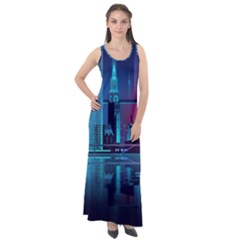 Digital Art Artwork Illustration Vector Buiding City Sleeveless Velour Maxi Dress