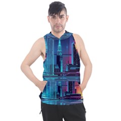 Digital Art Artwork Illustration Vector Buiding City Men s Sleeveless Hoodie