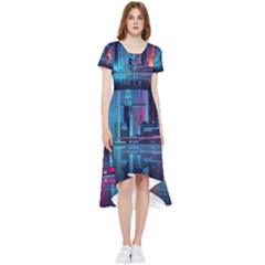 Digital Art Artwork Illustration Vector Buiding City High Low Boho Dress