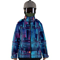 Digital Art Artwork Illustration Vector Buiding City Men s Zip Ski and Snowboard Waterproof Breathable Jacket