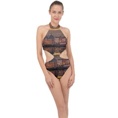 Old Port Of Maasslui Netherlands Halter Side Cut Swimsuit