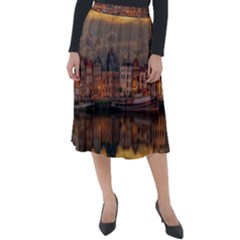 Old Port Of Maasslui Netherlands Classic Velour Midi Skirt 