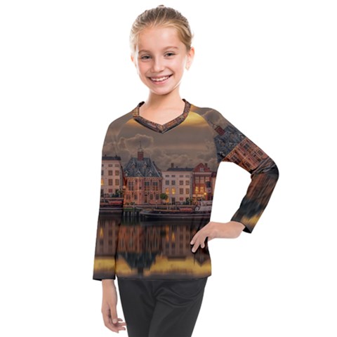 Old Port Of Maasslui Netherlands Kids  Long Mesh T-shirt by Maspions