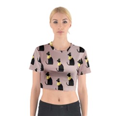 Cat Egyptian Ancient Statue Egypt Culture Animals Cotton Crop Top