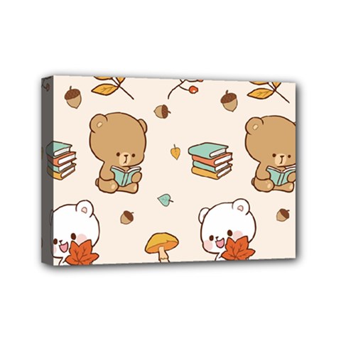 Bear Cartoon Background Pattern Seamless Animal Mini Canvas 7  X 5  (stretched)