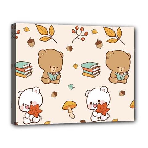 Bear Cartoon Background Pattern Seamless Animal Canvas 14  X 11  (stretched)