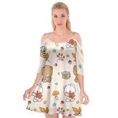 Bear Cartoon Background Pattern Seamless Animal Cutout Spaghetti Strap Chiffon Dress