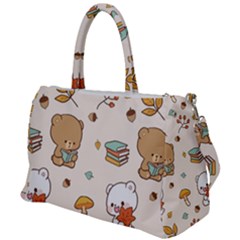 Bear Cartoon Background Pattern Seamless Animal Duffel Travel Bag