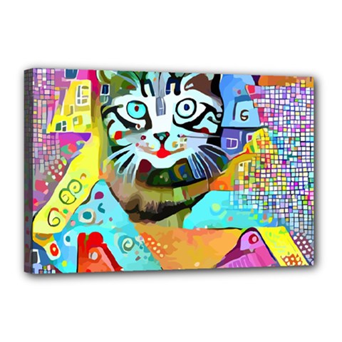 Kitten Cat Pet Animal Adorable Fluffy Cute Kitty Canvas 18  X 12  (stretched)