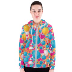 Circles Art Seamless Repeat Bright Colors Colorful Women s Zipper Hoodie