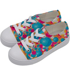 Circles Art Seamless Repeat Bright Colors Colorful Kids  Low Top Canvas Sneakers