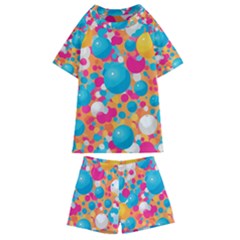 Circles Art Seamless Repeat Bright Colors Colorful Kids  Swim T-shirt And Shorts Set by Maspions