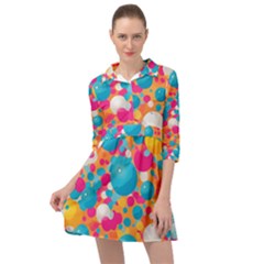 Circles Art Seamless Repeat Bright Colors Colorful Mini Skater Shirt Dress