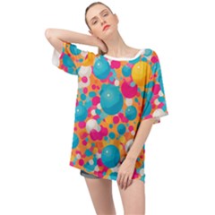 Circles Art Seamless Repeat Bright Colors Colorful Oversized Chiffon Top