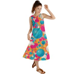 Circles Art Seamless Repeat Bright Colors Colorful Summer Maxi Dress