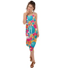 Circles Art Seamless Repeat Bright Colors Colorful Waist Tie Cover Up Chiffon Dress