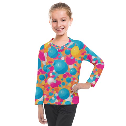 Circles Art Seamless Repeat Bright Colors Colorful Kids  Long Mesh T-shirt by Maspions