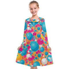 Circles Art Seamless Repeat Bright Colors Colorful Kids  Midi Sailor Dress