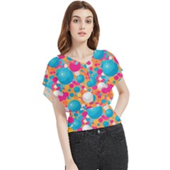 Circles Art Seamless Repeat Bright Colors Colorful Butterfly Chiffon Blouse