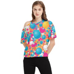 Circles Art Seamless Repeat Bright Colors Colorful One Shoulder Cut Out T-shirt