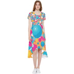 Circles Art Seamless Repeat Bright Colors Colorful High Low Boho Dress