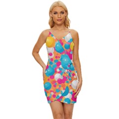 Circles Art Seamless Repeat Bright Colors Colorful Wrap Tie Front Dress