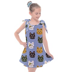 Cat Cat Background Animals Little Cat Pets Kittens Kids  Tie Up Tunic Dress by Maspions