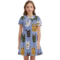 Cat Cat Background Animals Little Cat Pets Kittens Kids  Bow Tie Puff Sleeve Dress