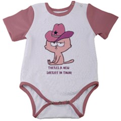 New Sheriff In Town Mauve Baby Short Sleeve Bodysuit by funnybunnyclothing