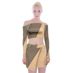 Abstract Texture, Retro Backgrounds Off Shoulder Top With Mini Skirt Set