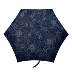 Blue Paisley Texture, Blue Paisley Ornament Mini Folding Umbrellas by nateshop