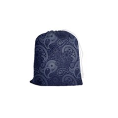 Blue Paisley Texture, Blue Paisley Ornament Drawstring Pouch (small)