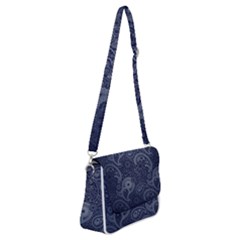 Blue Paisley Texture, Blue Paisley Ornament Shoulder Bag With Back Zipper by nateshop