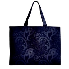 Blue Paisley Texture, Blue Paisley Ornament Zipper Mini Tote Bag