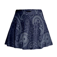 Blue Paisley Texture, Blue Paisley Ornament Mini Flare Skirt by nateshop