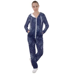 Blue Paisley Texture, Blue Paisley Ornament Women s Tracksuit