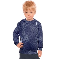 Blue Paisley Texture, Blue Paisley Ornament Kids  Hooded Pullover