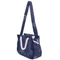 Blue Paisley Texture, Blue Paisley Ornament Rope Handles Shoulder Strap Bag by nateshop