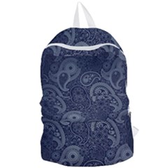 Blue Paisley Texture, Blue Paisley Ornament Foldable Lightweight Backpack by nateshop