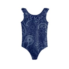 Blue Paisley Texture, Blue Paisley Ornament Kids  Frill Swimsuit by nateshop