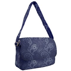 Blue Paisley Texture, Blue Paisley Ornament Courier Bag by nateshop