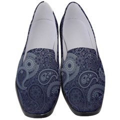 Blue Paisley Texture, Blue Paisley Ornament Women s Classic Loafer Heels by nateshop